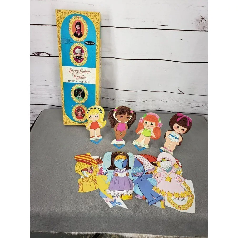 Vintage 60s Lucky Locket Kiddles Magic Paper Dolls Set Of‎ 4